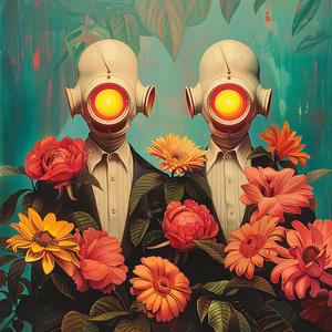 robots  flowers  front  artificial  nature  contrast  whimsical  colorful  creativity  chromolithography 1040082