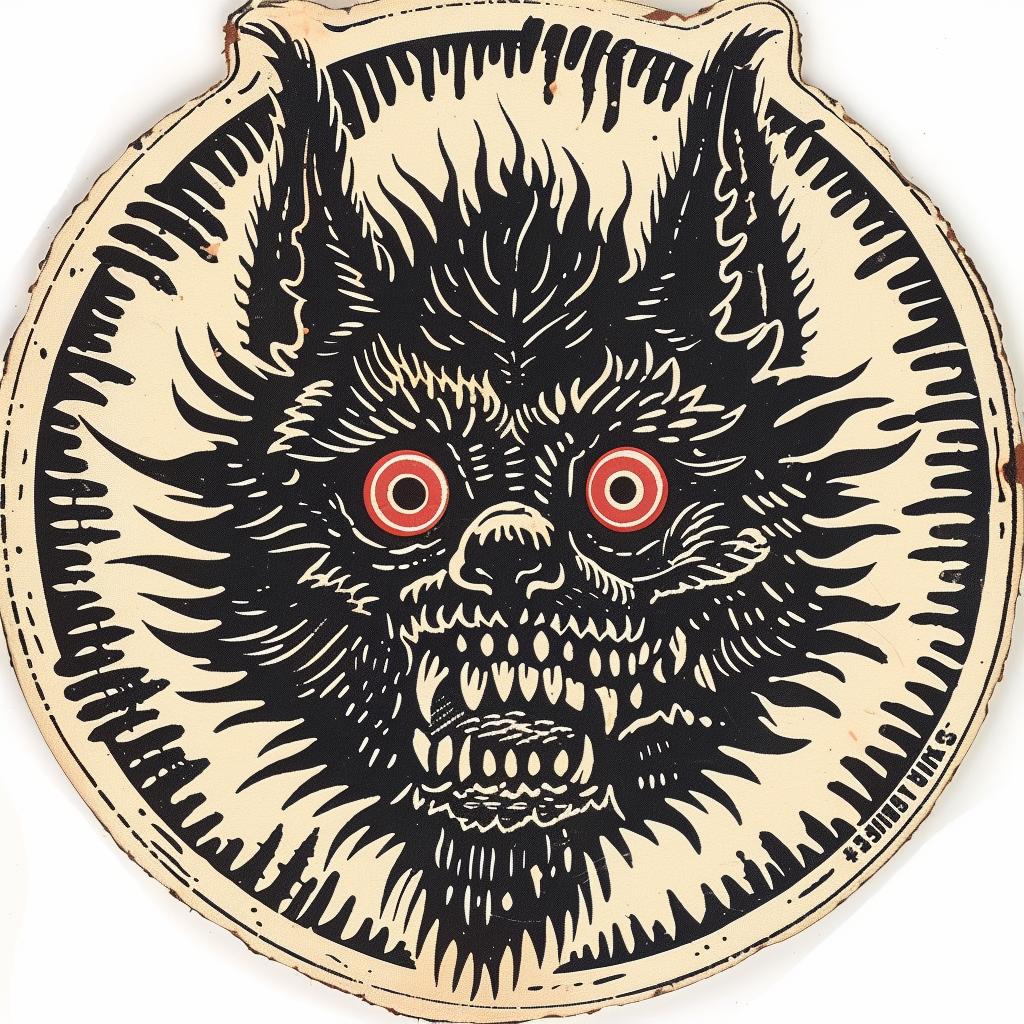 terrifying  monster  badge  dark  occult  spiritual  werewolf  head  illustration  design 931293