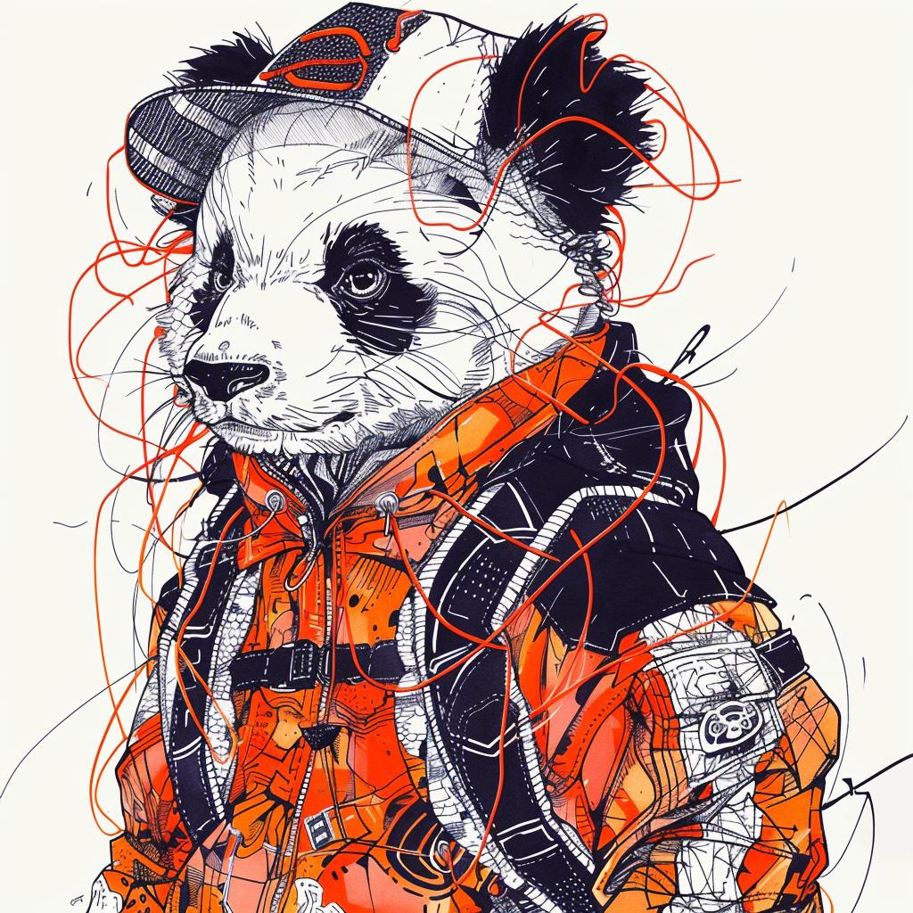 panda  streetwear  cool  jacket  orange  urban  fashion  playful  illustration  animal 953509