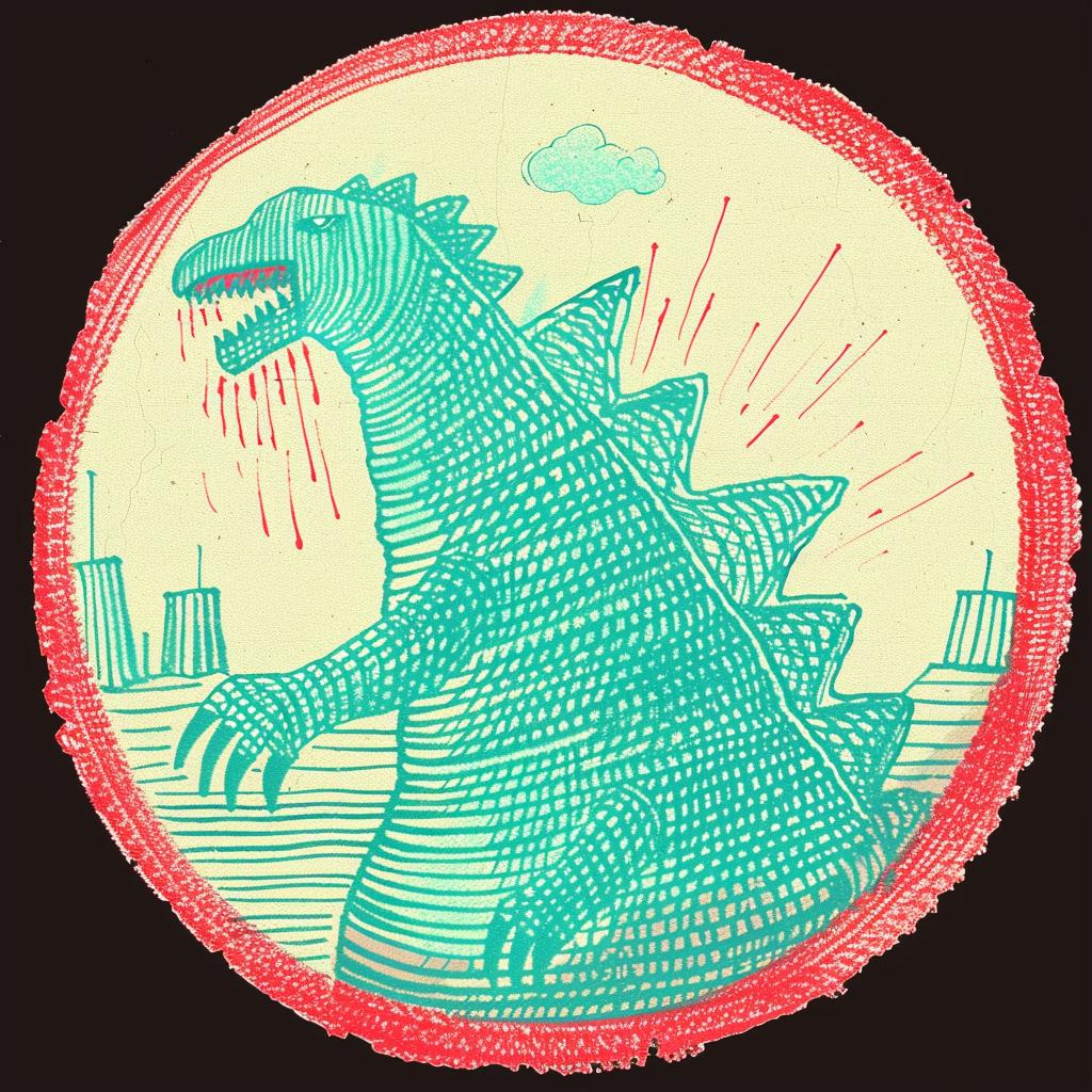 Godzilla  drawing  circle  city  background  Tokyo  monster  illustration  graphic  art 940740