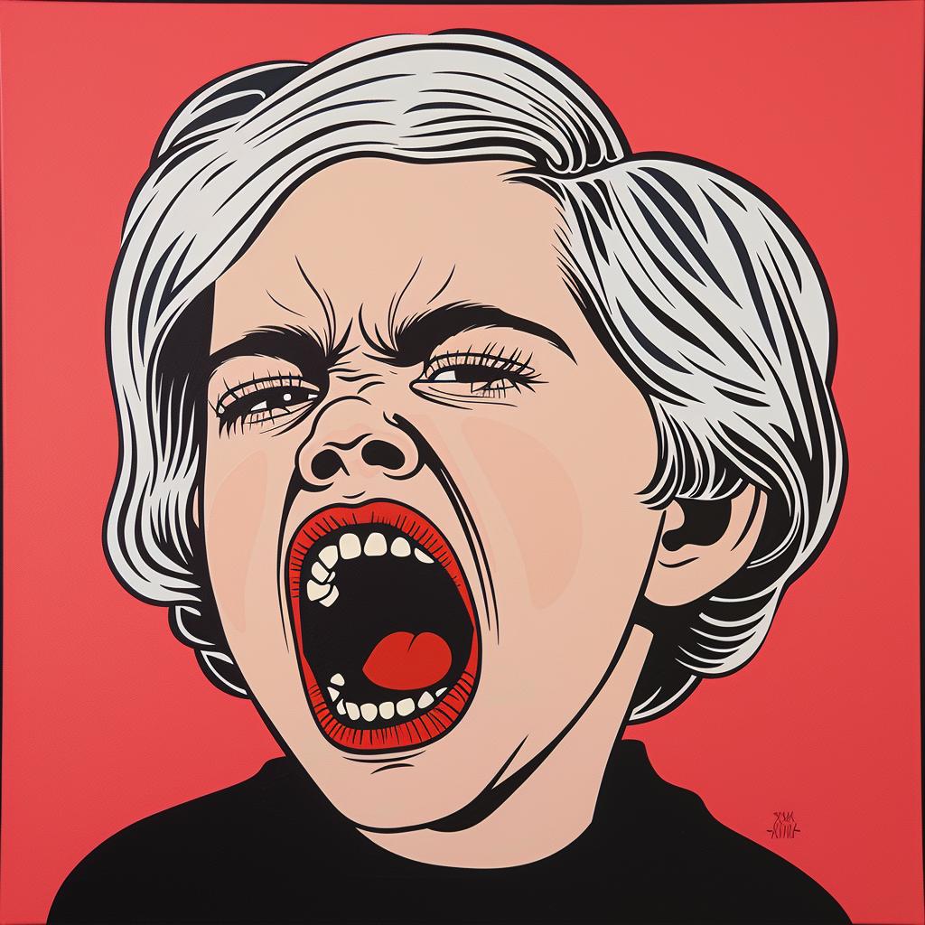 wild  child  toddler  screaming  red  black  poster  emotional  artwork  dynamic 973754