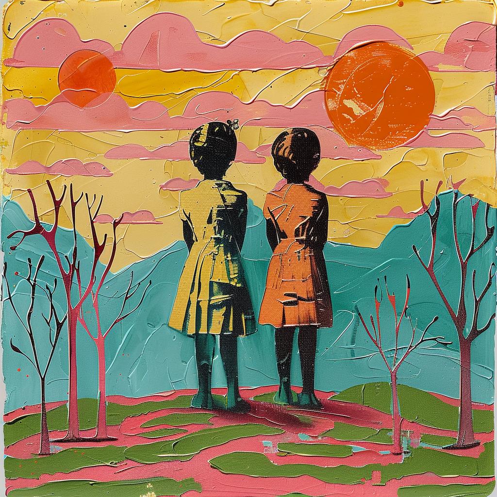 encaustic  paint  sunset  girls  landscape  nature  colorful  trees  art  atmosphere 950598