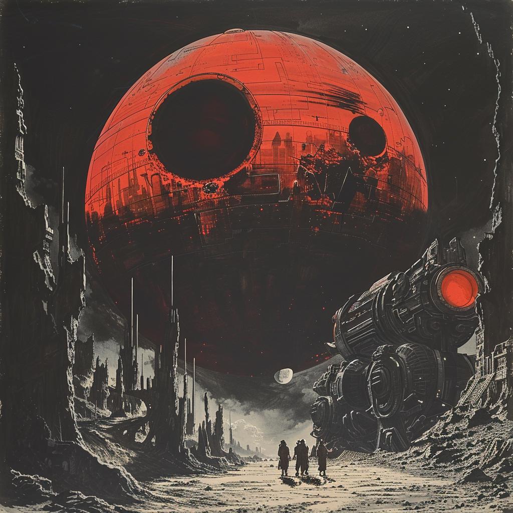 sci-fi  vintage  poster  dark  gouache  illustration  composition  space  Karel  Thole 922222