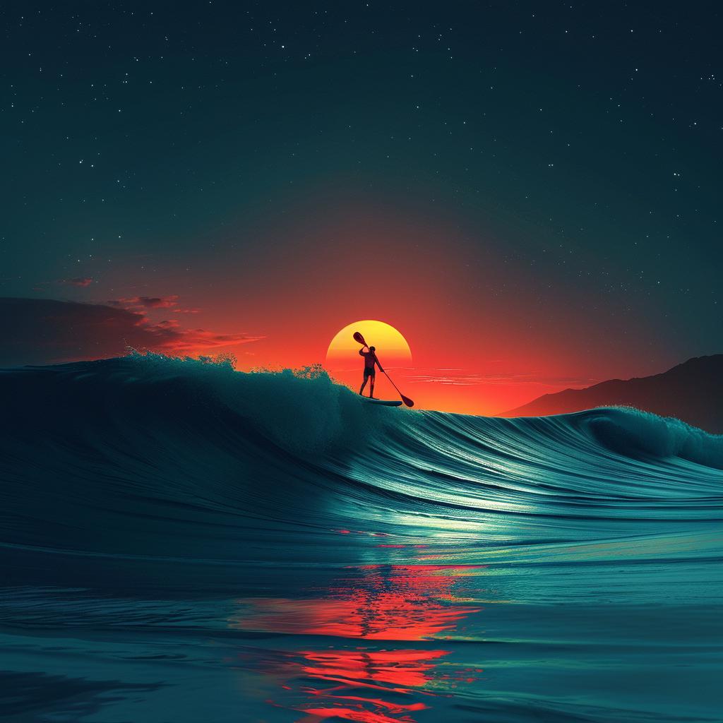 surfer  wave  sunset  paddleboard  ocean  dynamic  sport  nature  action  sky 1034383