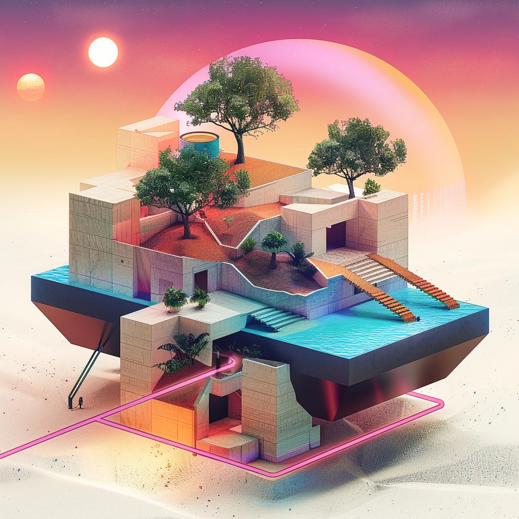 abstract  house  desert  pool  modern  architecture  landscape  minimalist  vibrant  clean 967718