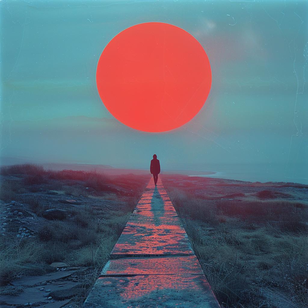 album  art  landscape  surreal  glow  volumetric  red  sun  photo  double 1031973