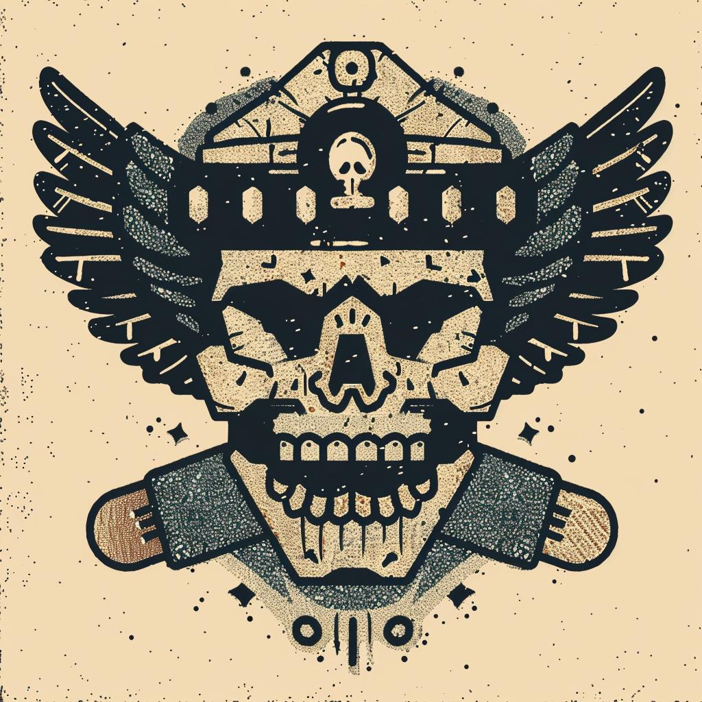 symmetrical  military  badge  skull  wings  beige  design  occult  provocative  dark 933089