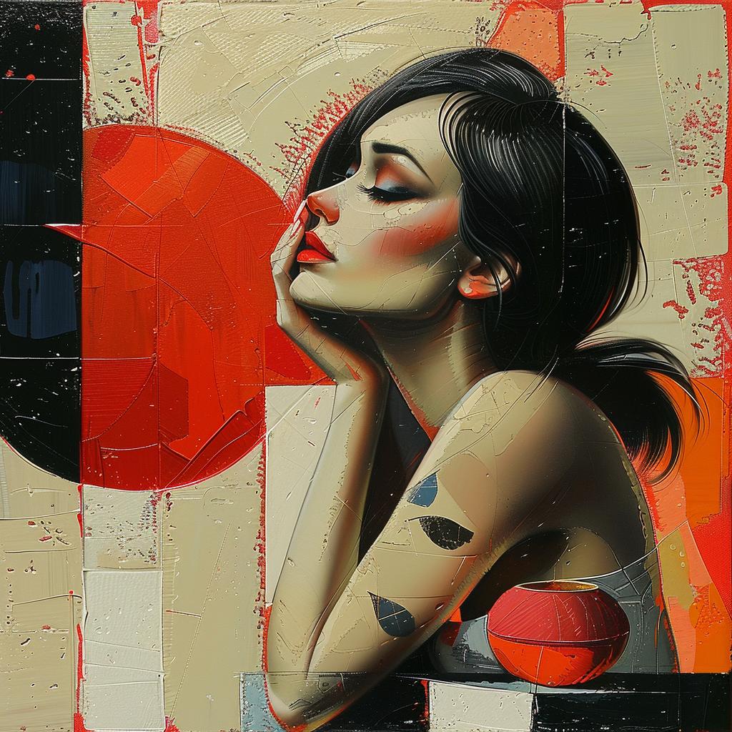 woman  red  black  portrait  colorful  emotion  figurative  stylized  artistic  contemporary 963823