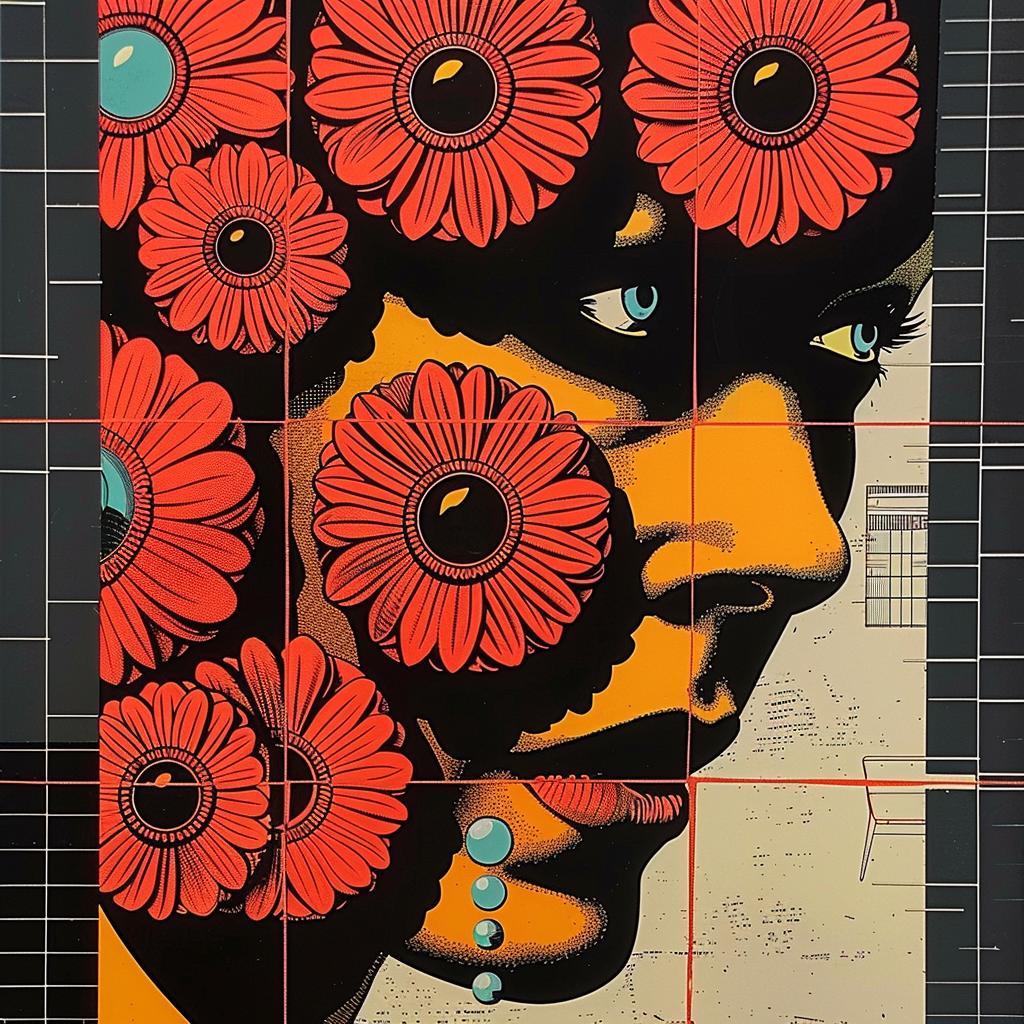 woman  flowers  face  abstract  impressionism  collage  graphic  art  Rauschenberg  Obey 968195