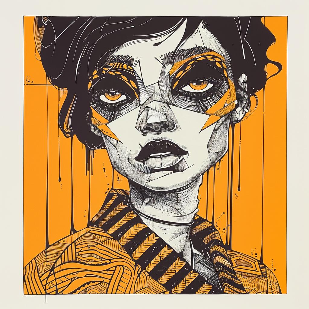 Pop  Art  drawing  woman  black-hair  orange-eyes  Troy  Brooks  African-American  model 939234