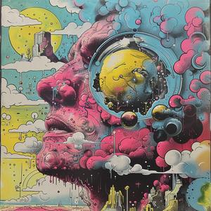 surreal  album  cover  man  clouds  psychedelic  Risograph  Symbolist  screenprinting  Todd White 1079138