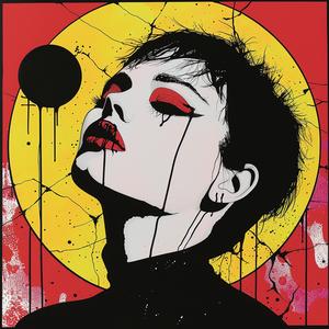 woman  red  eyes  black  yellow  surreal  album  cover  art  symbolic 1078224