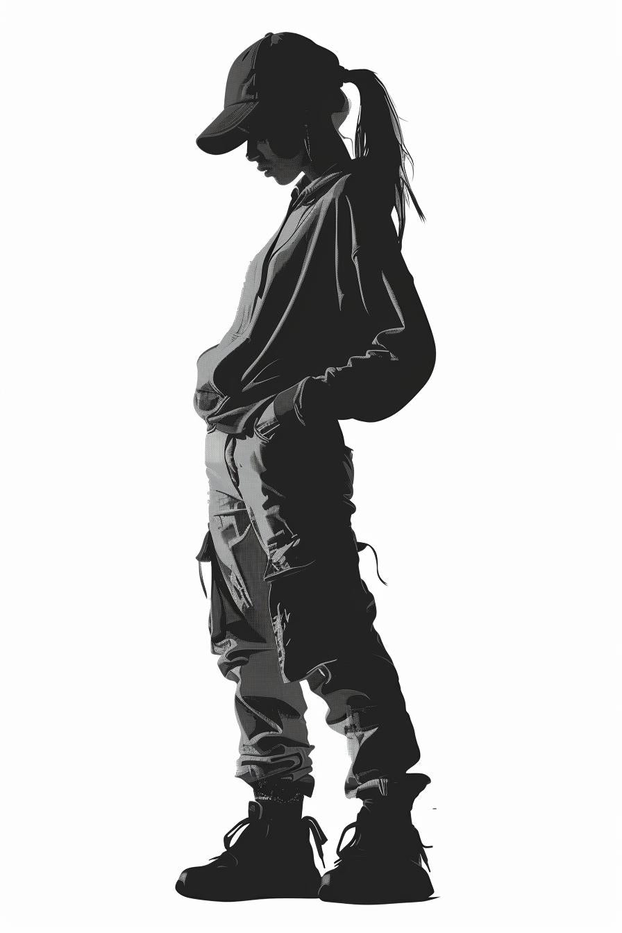 silhouette  woman  streetwear  hoodie  pants  white  background  vector  SVG  fashion 954516