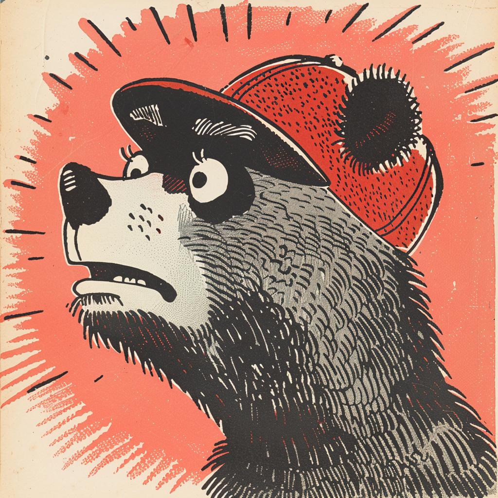 bear  cap  Kirby  portrait  vibrant  comic  illustration  colorful  stylized  1950s 921548