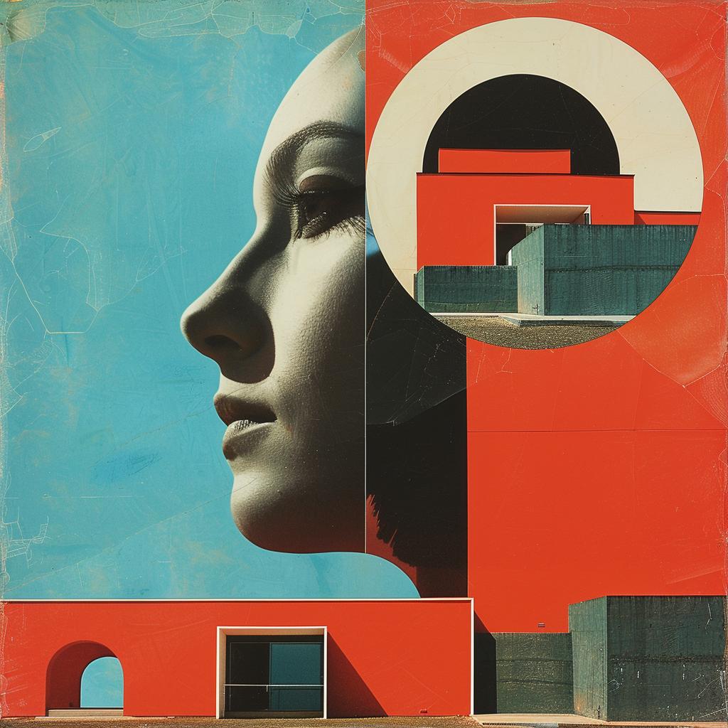 collage  surreal  album  cover  hyper-realistic  Alexander Girard  woman  building  creative  artistic 960429