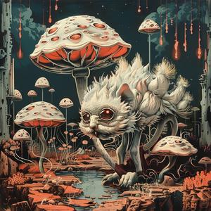 cat  mushrooms  painting  chromolithography  whimsical  nature  art  colorful  animals  fantasy 1056866