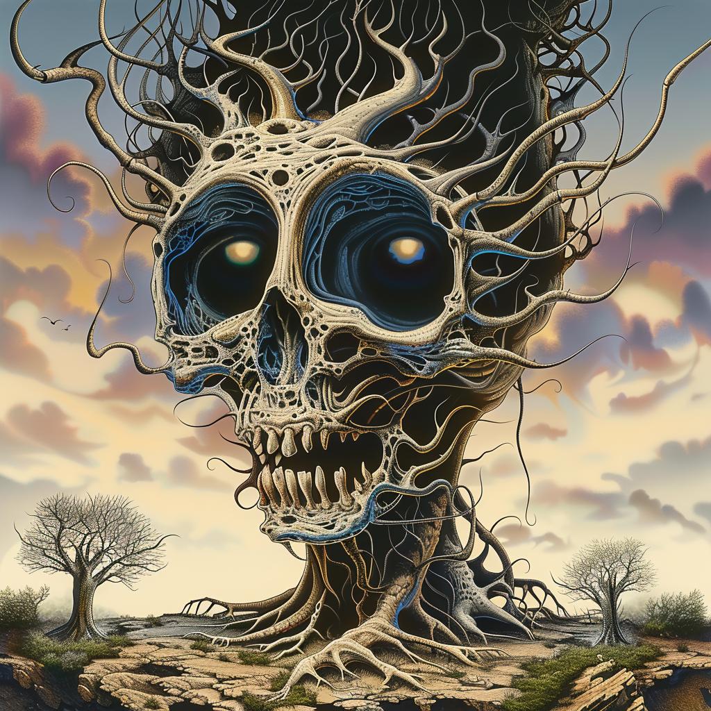 skull  painting  roots  symbolic  dark  nature  art  organic  structure  contrast 967190
