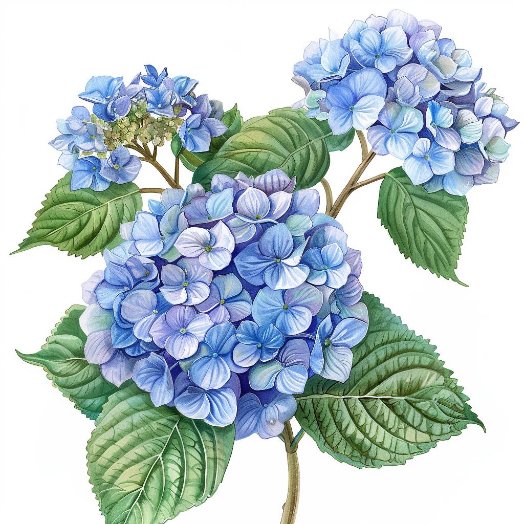 watercolor  hydrangea  blue  illustration  botanical  nature  artistic  detailed  floral  soft 971611