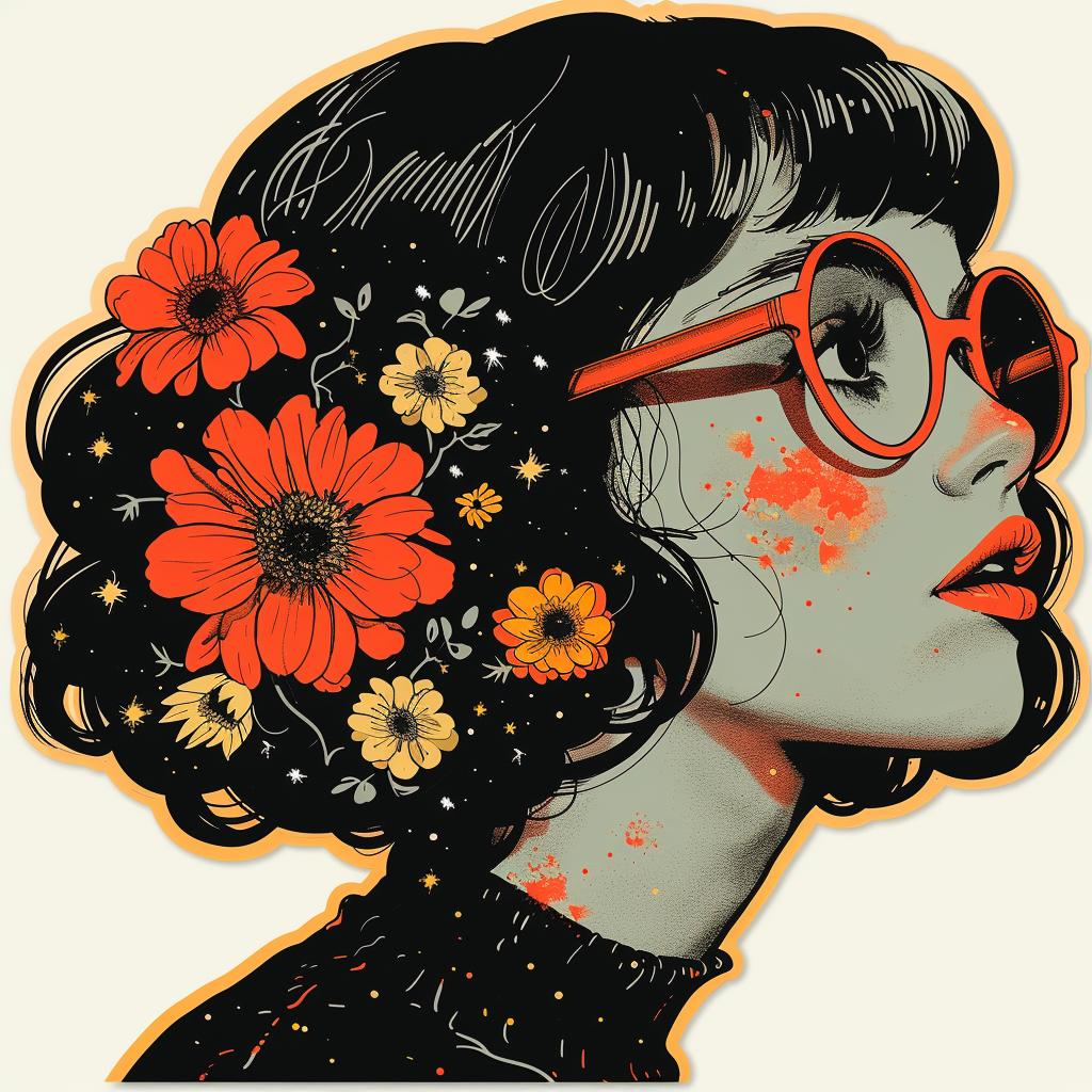 girl  glasses  flowers  head  illustration  artwork  vibrant  color  design  portrait 927331