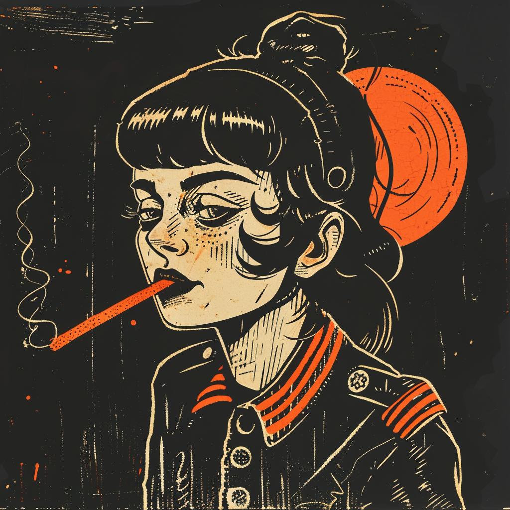 girl  cigarette  mouth  poster  art  Paul  Pope  stylize  graphic  vintage 927110