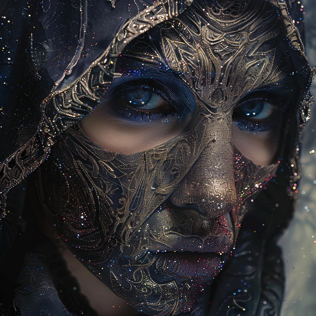 قناع وجه امرأة، عيون زرقاء، صورة لامعة، فنية، معبرة، تصويرية، 1035006