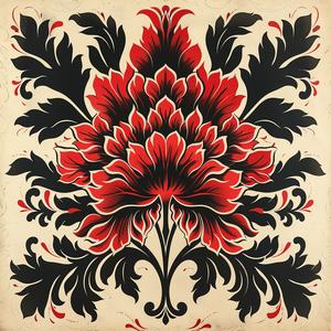 floral  design  red  black  beige  vibrant  pattern  bold  graphic  elegant 1078938