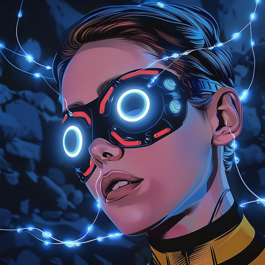 cyborg  woman  glowing  eyes  jacket  futuristic  stylized  expression  visual  portrait 1016655