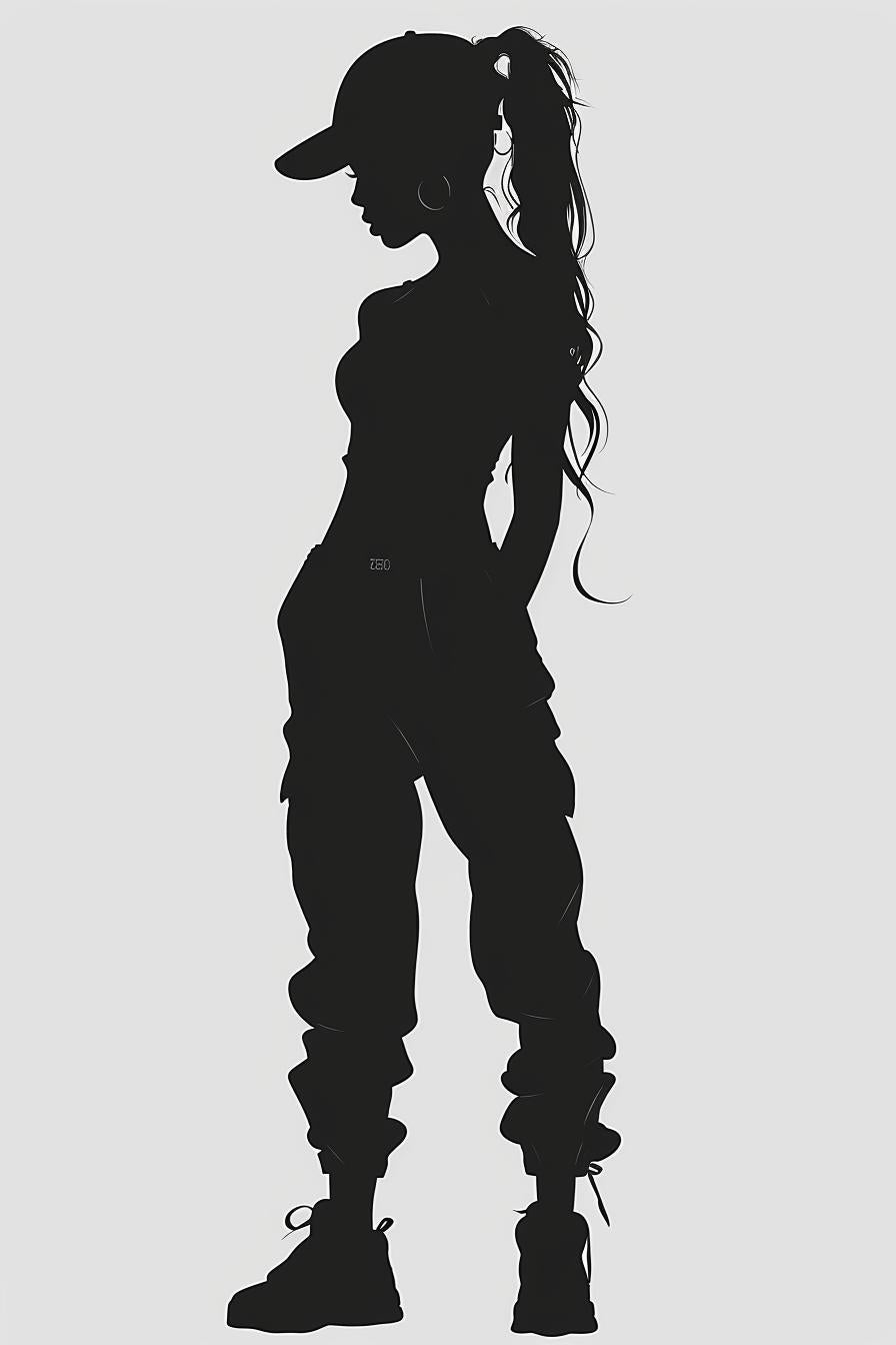 silhouette  woman  hoodie  pants  streetwear  vector  design  white  minimalist  style 954508