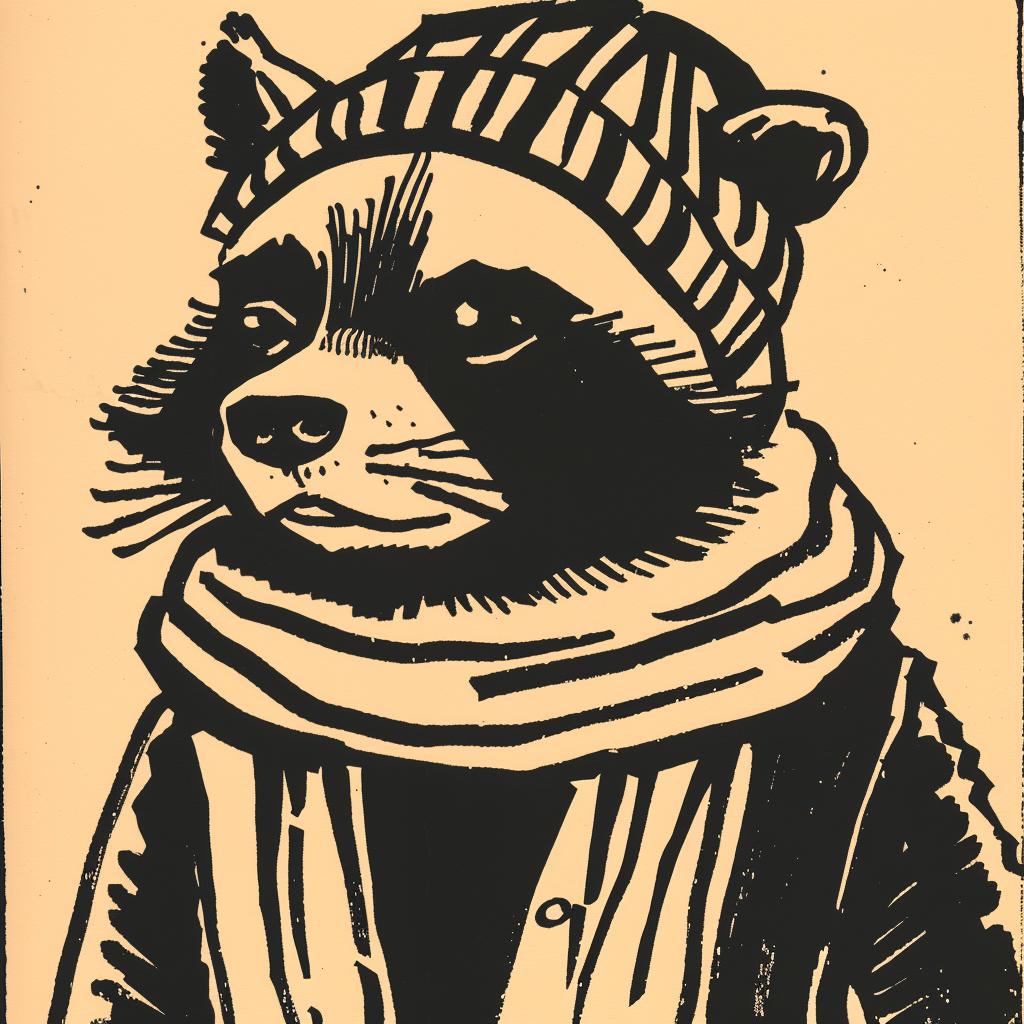 raccoon  drawing  hat  scarf  aggressive  streetwise  animal  urban  minimal  style 958497