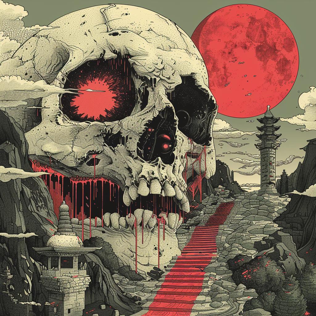 surreal  album  cover  person  hyper-realistic  screenprinting  Nychos  art  style  Toshio 960912