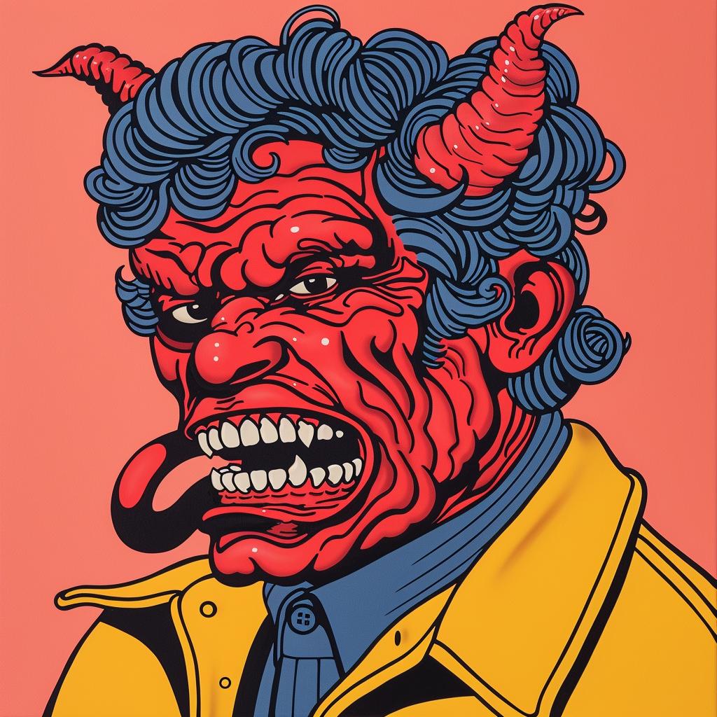 devil  character  DrSeuss  poster  yellow  jacket  horns  cartoon  whimsical  playful 1024479