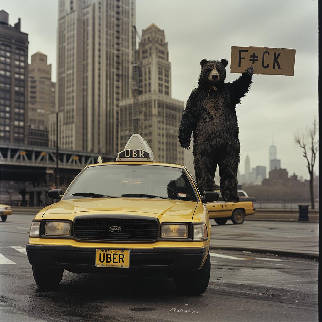 surreal  collage  NYC  bear  sign  contrast  urban  humor  costume  taxi 970062