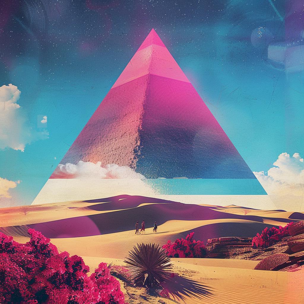 pyramid  sun  desert  synthwave  abstract  impressionism  collage  art  design  graphic 967947