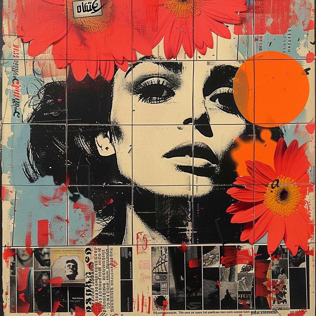 woman  face  flowers  abstract  impressionism  graphic  collage  design  Rauschenberg  Fairey 968454