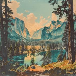 chromolithography  vintage  poster  Yosemite  valley  mountains  landscape  nature  artwork  historic 1039472