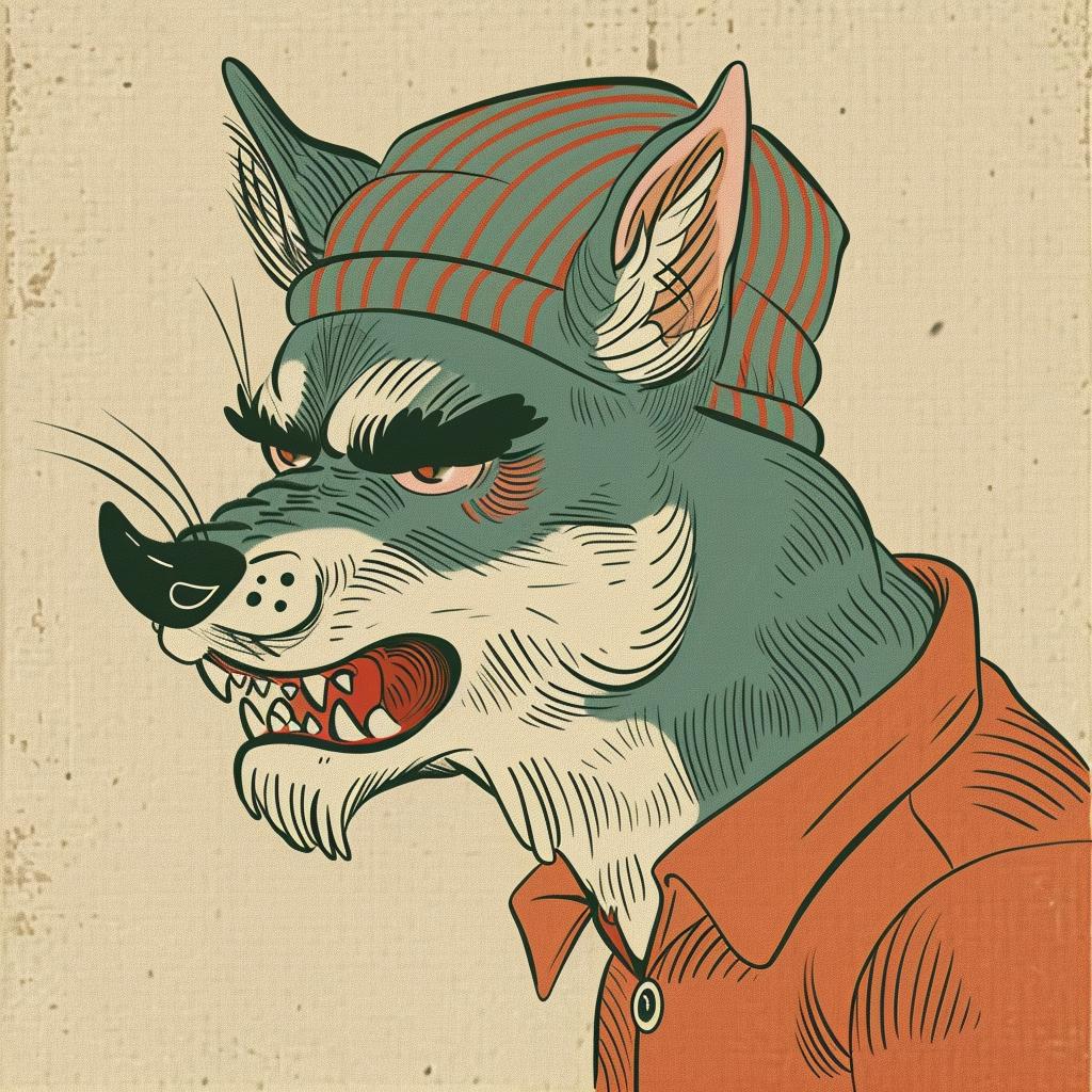 wolf  hat  shirt  streetwise  aggressive  character  animal  minimal  urban  illustration 959503