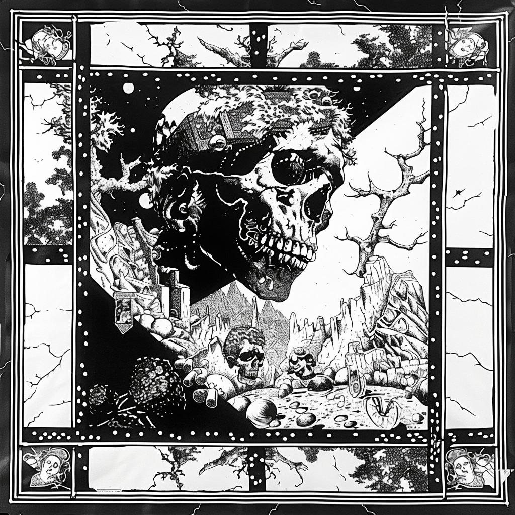 surreal  album  cover  skull  tree  black  white  drawing  minimalistic  symbolist 1026573