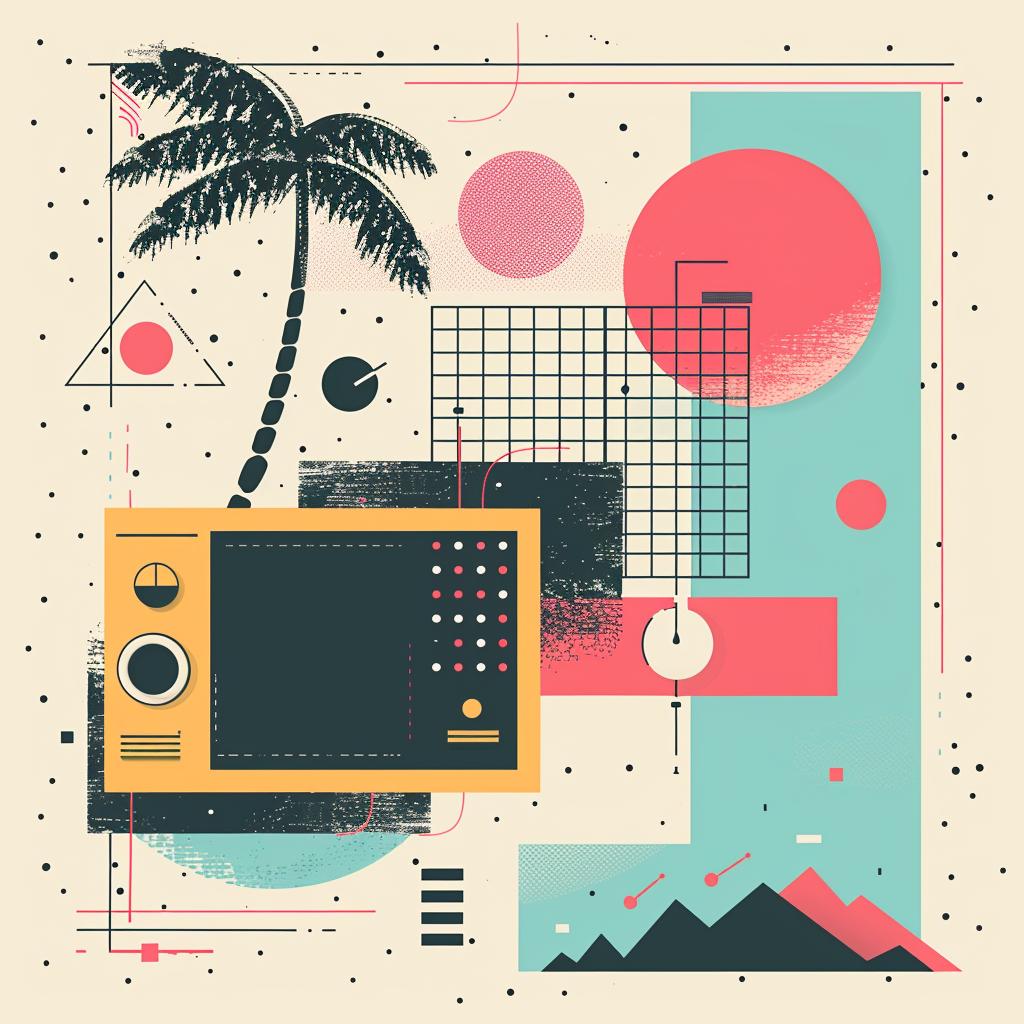 palm  tree  television  poster  vector  90s  line  art  simple  design 939674