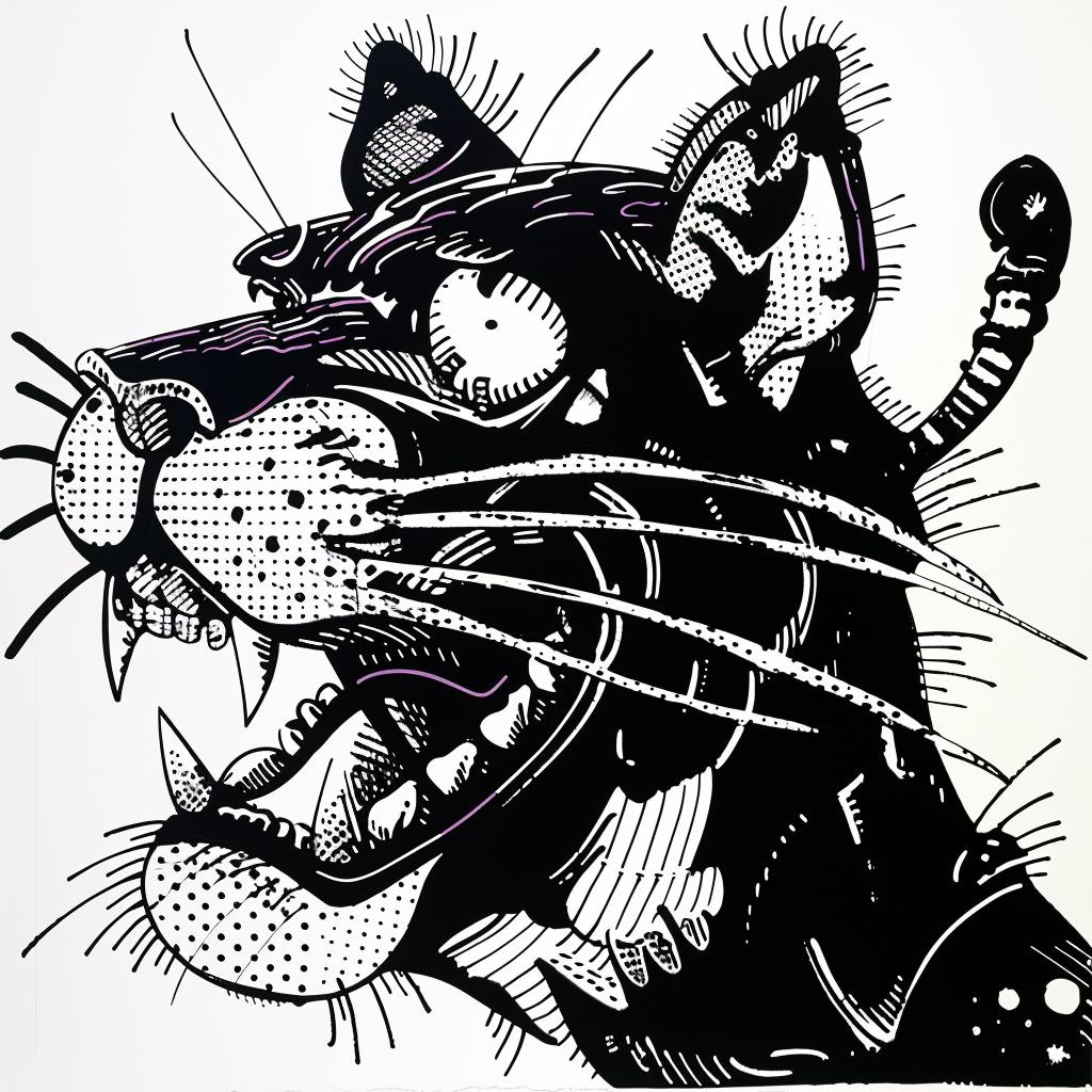 صورة مقربة لفهد يزأر، رسم أبيض وأسود، فم قطة، رسم توضيحي للحياة البرية 1028039