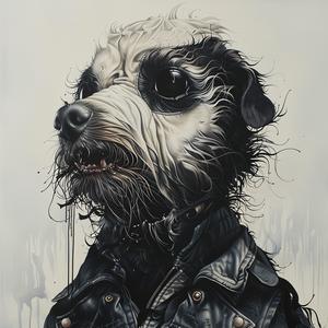 Dogman  painting  dog  jacket  animal  art  whimsical  character  portrait  style 1071987