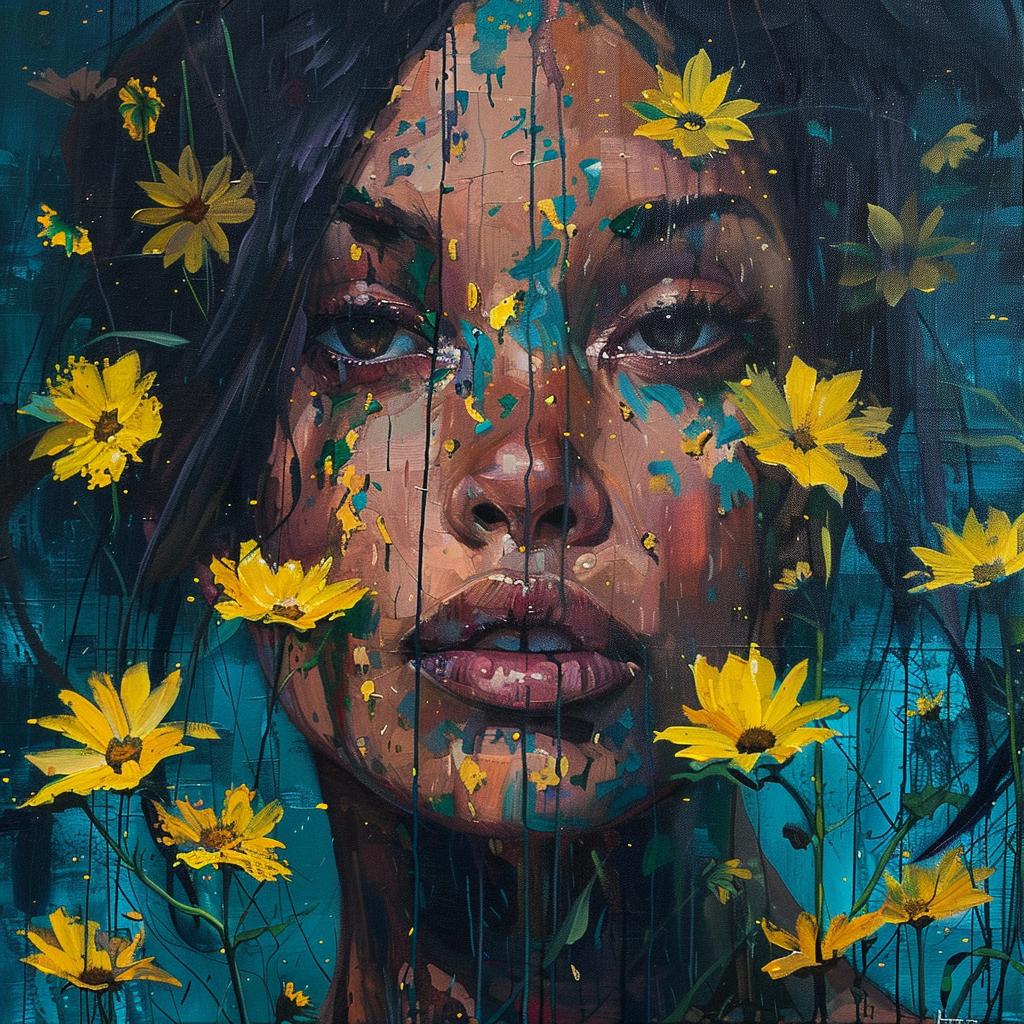 woman  flowers  face  artistic  expression  floral  whimsical  beauty  colorful  feminine 960869