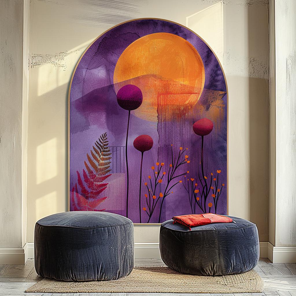abstract  purple  orange  painting  Boho  style  colorful  simple  clean  wall 1032662