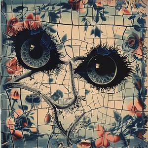painting  blue  eyes  flowers  chromolithography  colorful  nature  artwork  detailed  vibrant 1049575