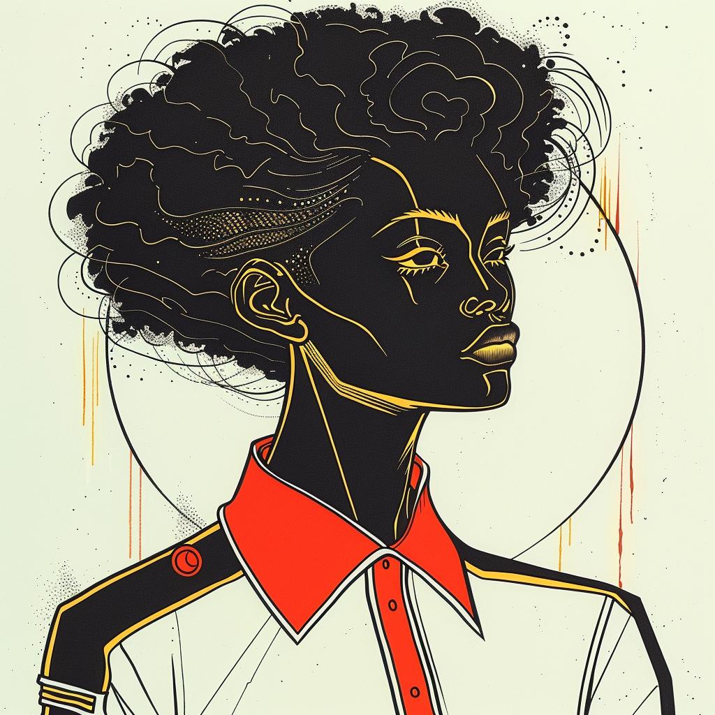 pop  art  african-american  model  curly  hair  background  red  shirt  figurative 938499