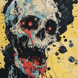 album  cover  skull  blood  surreal  chaos  symbolist  risograph  art  disintegration 1078165