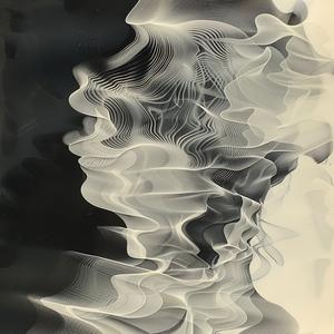 black  white  image  woman  scarf  abstract  art  photogram  fluid  style 1039068