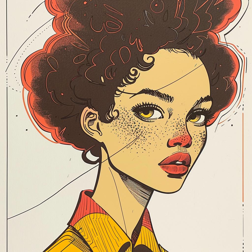 popart  model  portrait  african-american  curly  hair  Norman  Rockwell  illustration  white 938401