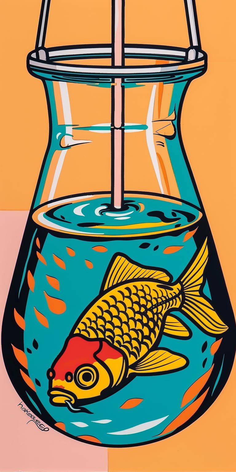lightbulb  goldfish  jar  liquid  illustration  creative  surrealism  vibrant  aquatic  imaginative 940454