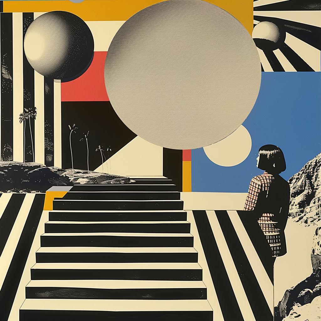 painting  woman  stairs  ball  abstract  colorful  surreal  conceptual  modern  visual 1020883