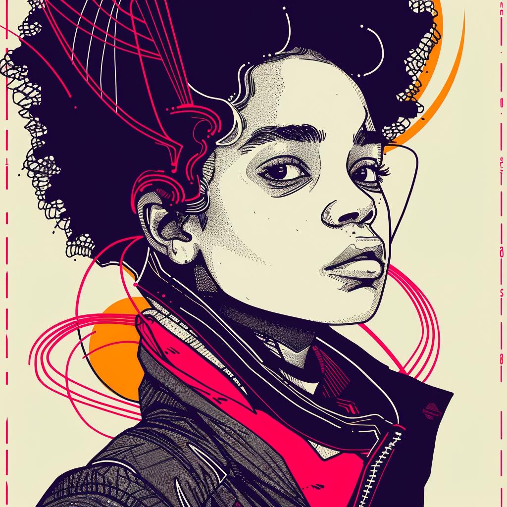 Pop Art  African-American  teenager  age 13  short-cropped  afro  Patrick Nagel  digital  art  colorful 938025